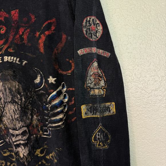 Affliction Thermal Shirt Mens Large Dakota Hills Reversible Tee Live Fast Y2K - Picture 7 of 15